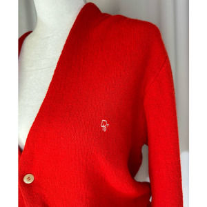 Vintage 70s Christian Dior Red Hipster Retro Cardigan Size M